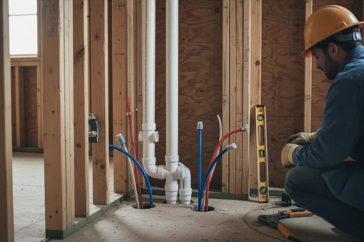 Drain and supply rough-in during Sump Pump Repair in Hanahan