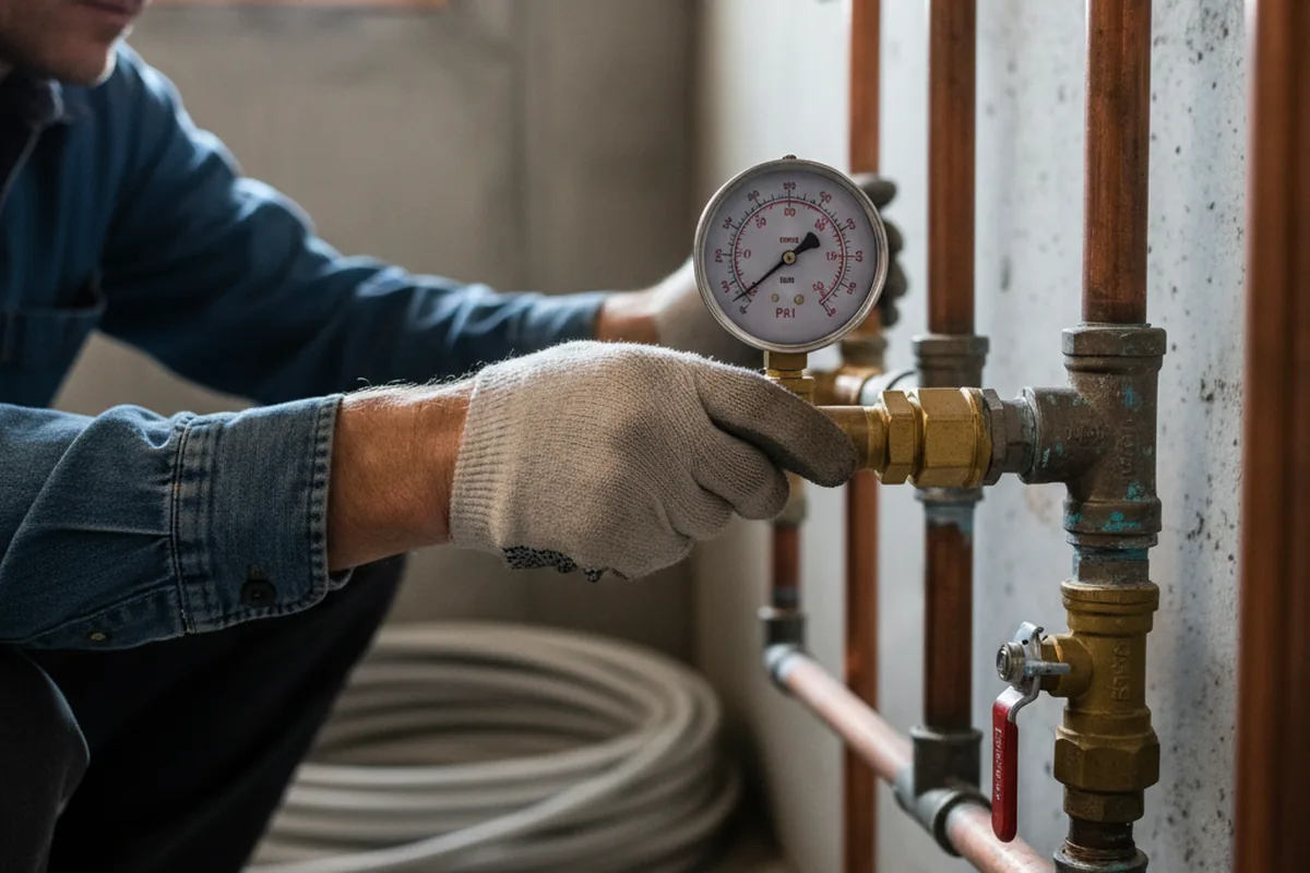 Pressure testing a repaired line during Water Line Repair in Hanahan